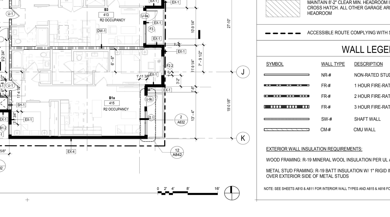Floor plan sheet with wall legend and insulation requirements