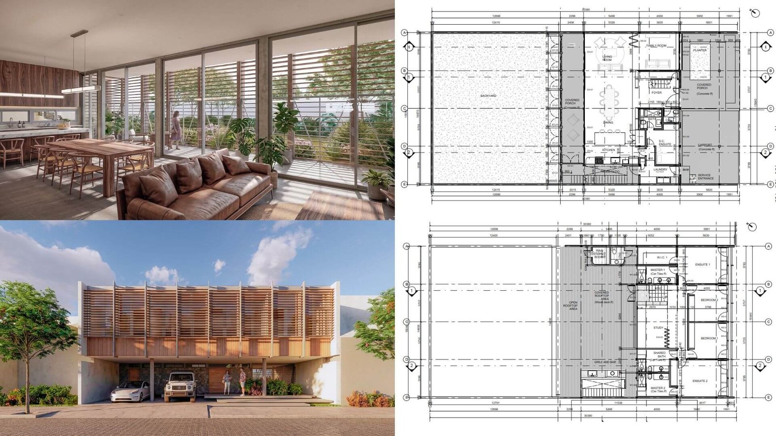 Interior rendering and floor plans, work sample