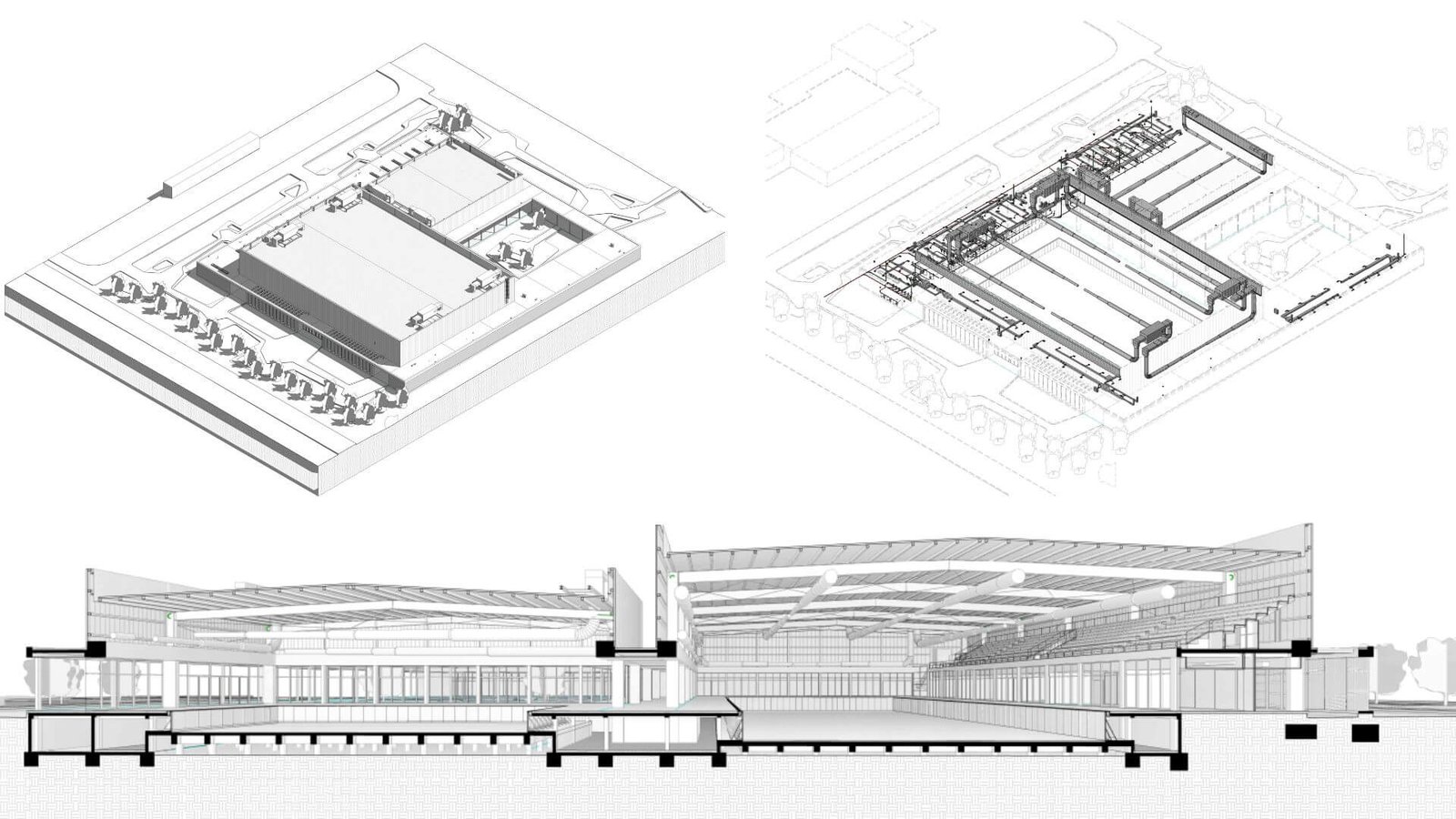 Building massing and MEP isometric, work sample